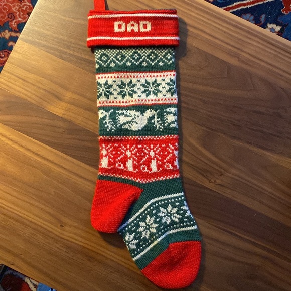 Dad Garnet Hill Christmas Wool Stocking - Picture 2 of 9